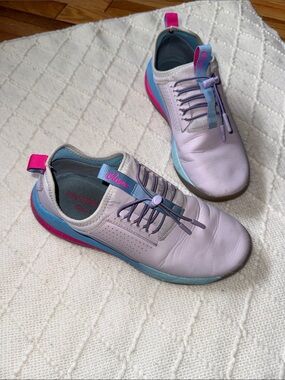 Clove Women’s Classic Lavender Slip-On Sneakers with Blue & Pink Accents